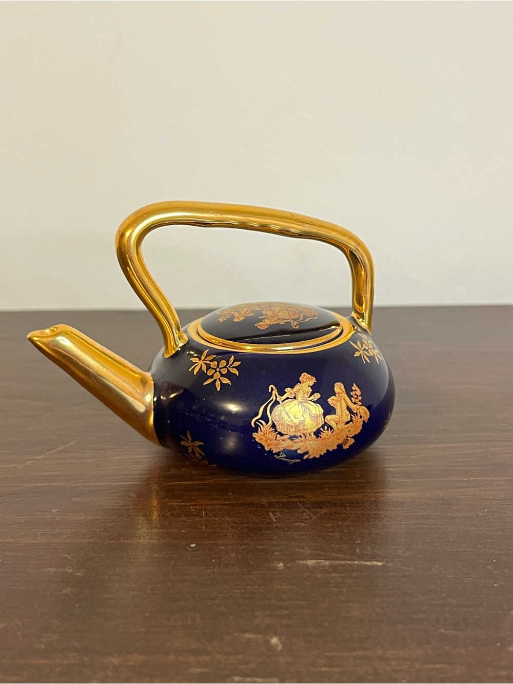 Vintage Limoges France mini teapot courting couple porcelain